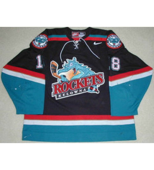 Custom WHL Kelowna Rockets 00 01 Cam Paddock Road Hockey Jersey Black